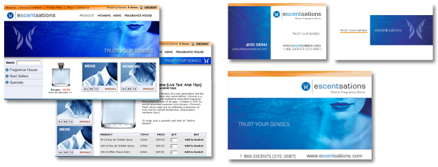 Escentsations Web,Logo, Postcard